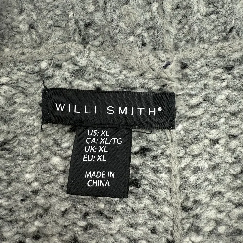 Willi Smith Gray Sweater Womens XL Wool Blend Button-Backed Lagenlook High-Low